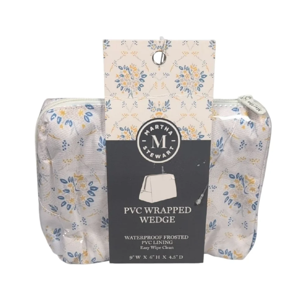Martha Stewart PVC Wrapped Wedge Waterproof Toiletry Travel Bag Floral Print